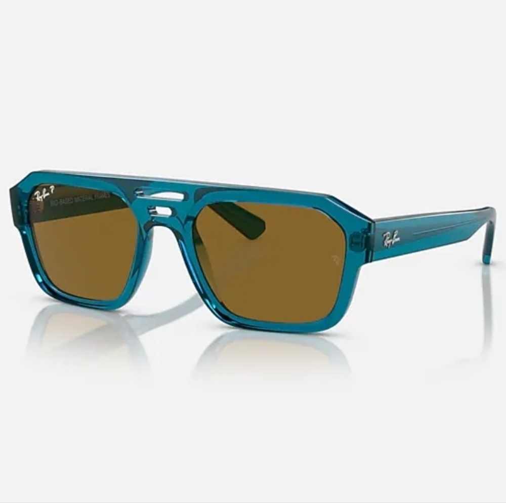 Ray-Ban Corrigan Bio-based Sunglass Frames. Polished Transparent Light Blue - Picture 2 of 16